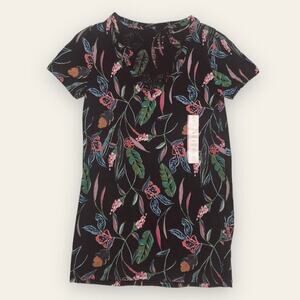 NWT A New Day Floral Print Black Shirt Size XS